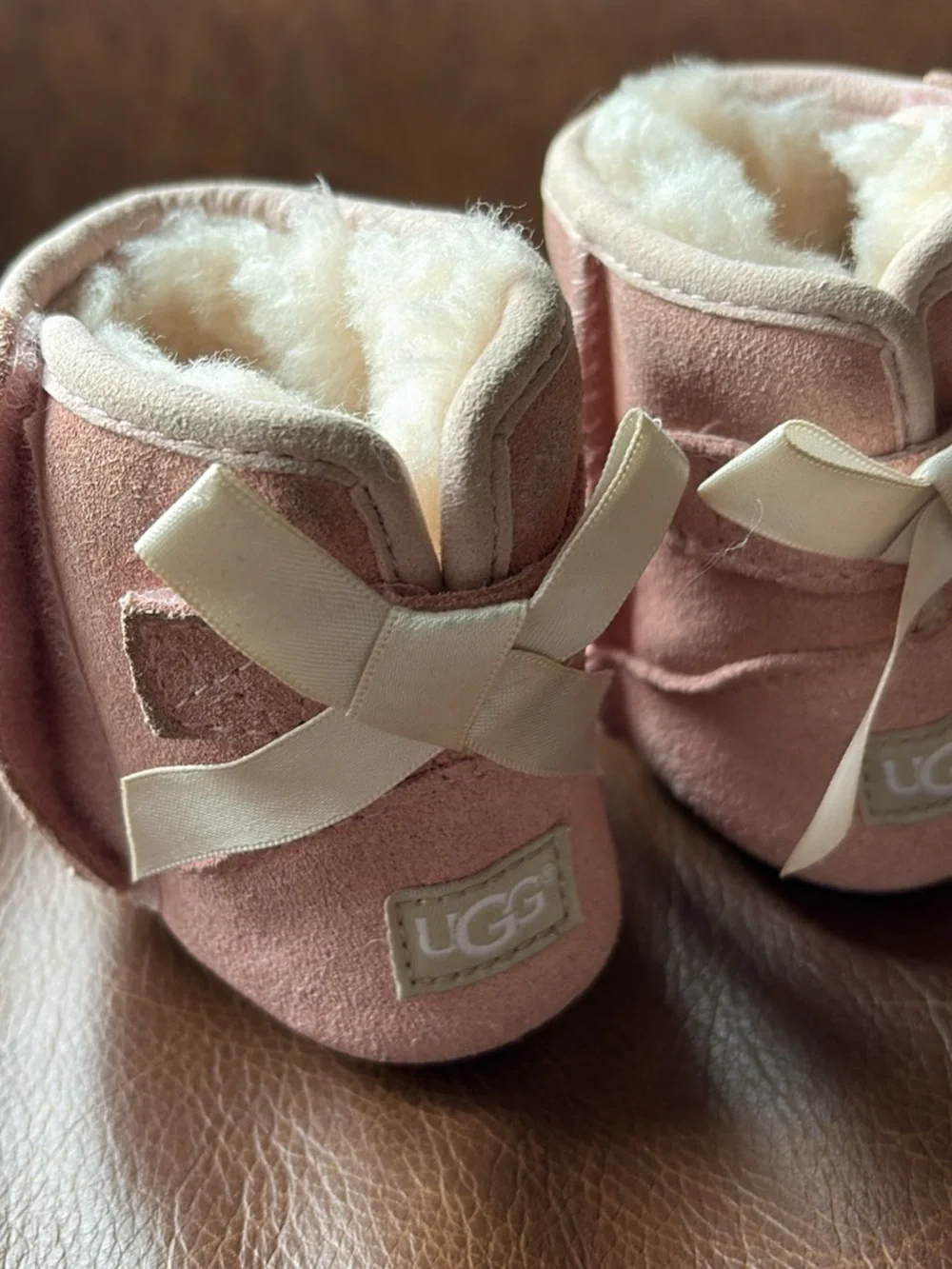 UGG Kids Pink Suede Shearling Booties